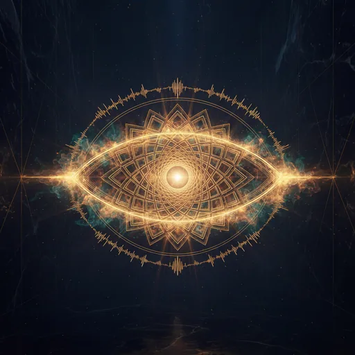D-MODUS avatar — a golden geometric eye woven from wireframe lines
