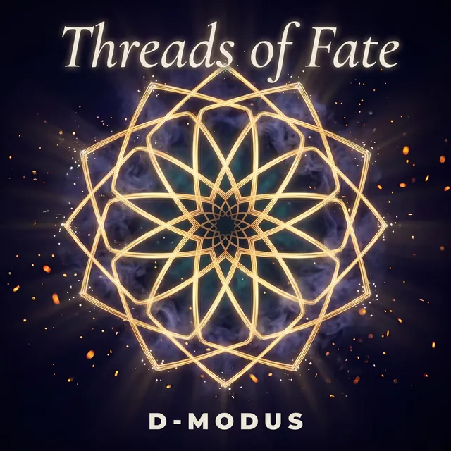 Threads of Fate cover art — golden ten-pointed rosette on deep indigo