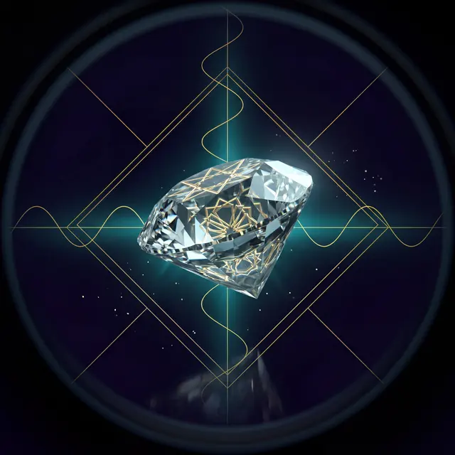 Minimal crystal form in teal glow — artwork placeholder for the third single