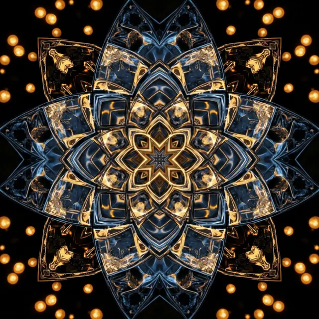 Crystalline flower mandala on dark ground — artwork for the upcoming single Winter